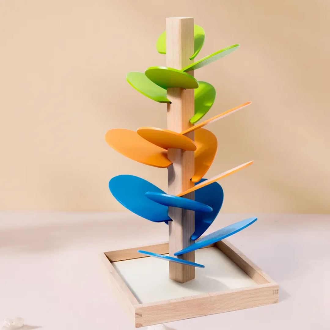 Petite arbre montessori en bois - Cascade de boules colorées | Jouet Montessori sensoriel et éducatif