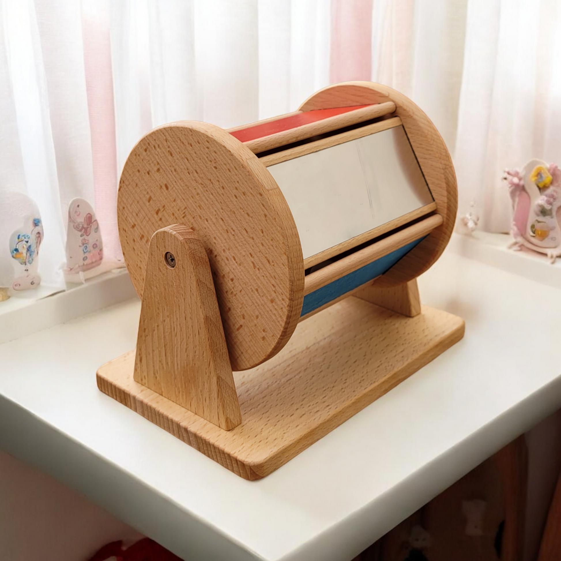 Tambour Rotatif Montessori - Jouet d'Éveil en Bois de hêtre - Biquette Biquette
