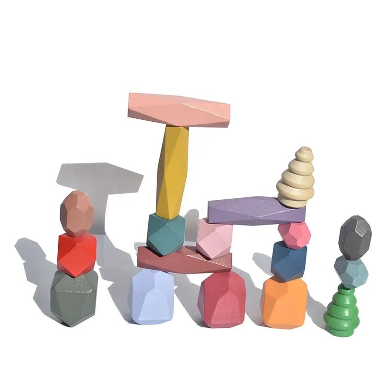 Blocs de construction en bois – Rochers d'équilibre colorés - Biquette Biquette