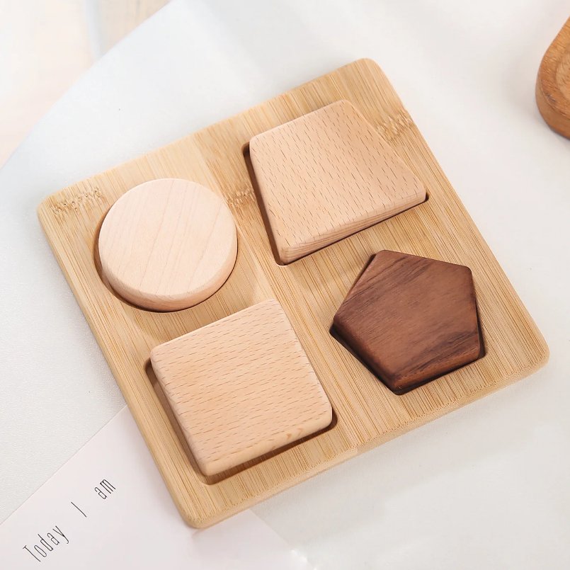 Puzzle en bois Montessori - Formes géométriques - Biquette Biquette