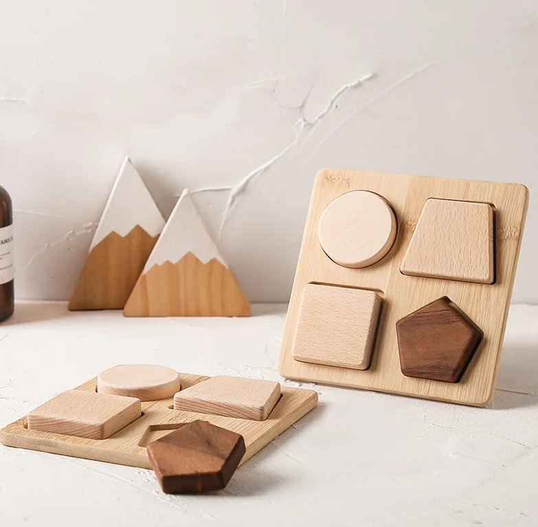 Puzzle en bois Montessori - Formes géométriques - Biquette Biquette