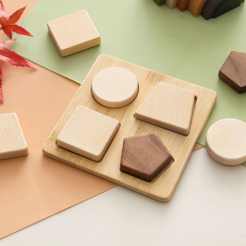 Puzzle en bois Montessori - Formes géométriques - Biquette Biquette