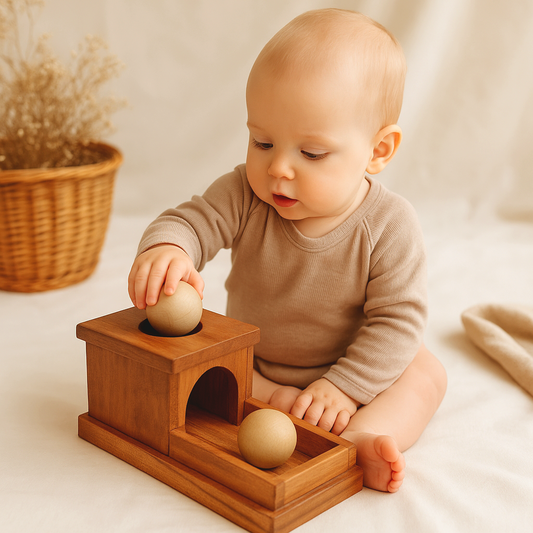 Montessori Permanence Box mit Tablett und Ball – Sinneserweckungsspiel ab 12 Monaten