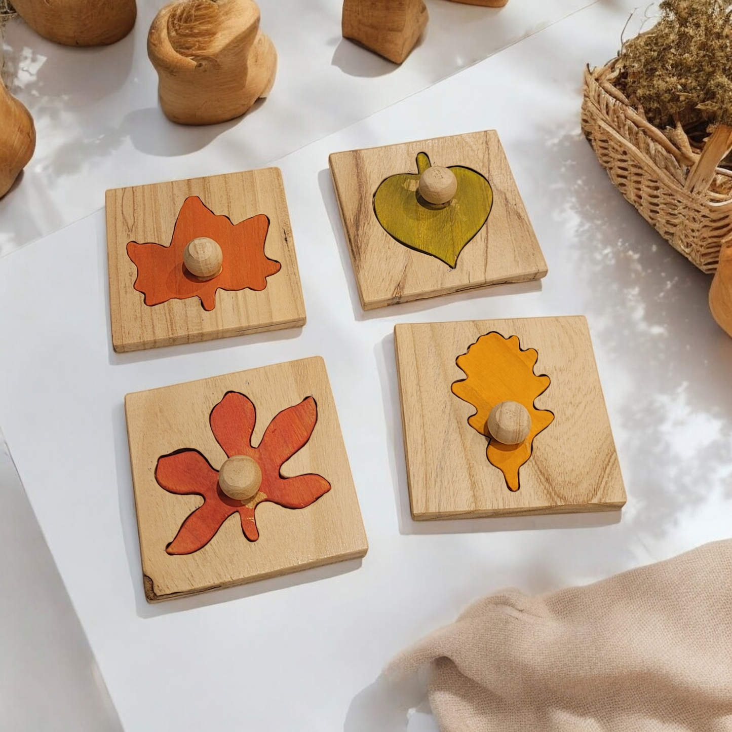 Wooden Tree Leaf Puzzle - Set of 4 Puzzles