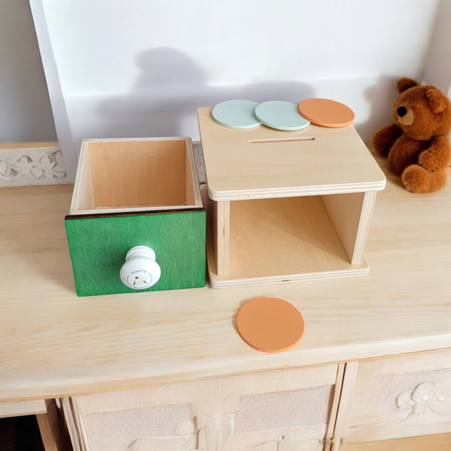 Boîte de permanence en Bois - Tirelire à Pièces - Biquette Biquette