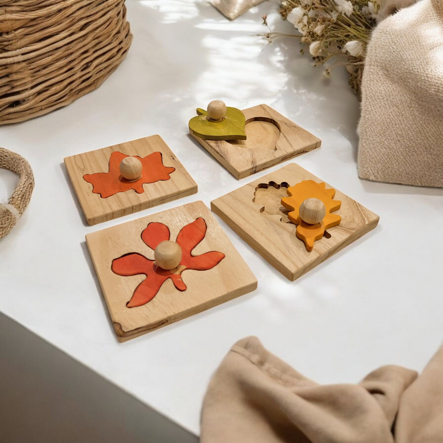 Wooden Tree Leaf Puzzle - Set of 4 Puzzles