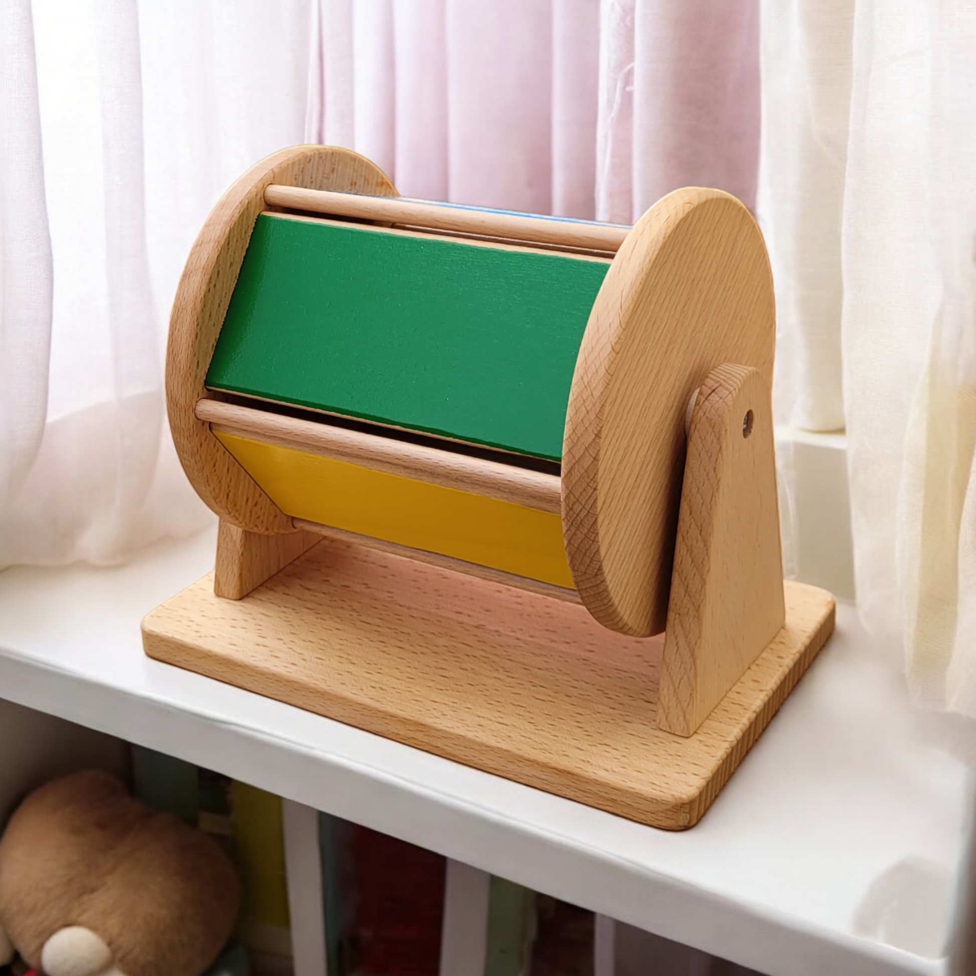 Tambour Rotatif Montessori - Jouet d'Éveil en Bois de hêtre - Biquette Biquette