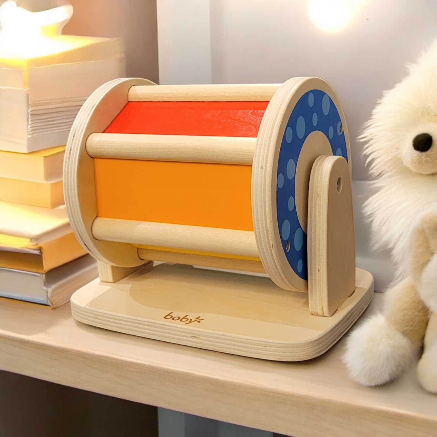 Wooden Rotating Drum with Bell - Montessori Rotating Drum