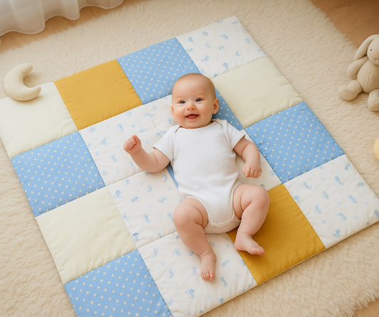 Tapis d’éveil en coton bio – Motif Dinosaures | Éveil ludique et éthique - tapis d'éveil pliable et lavable