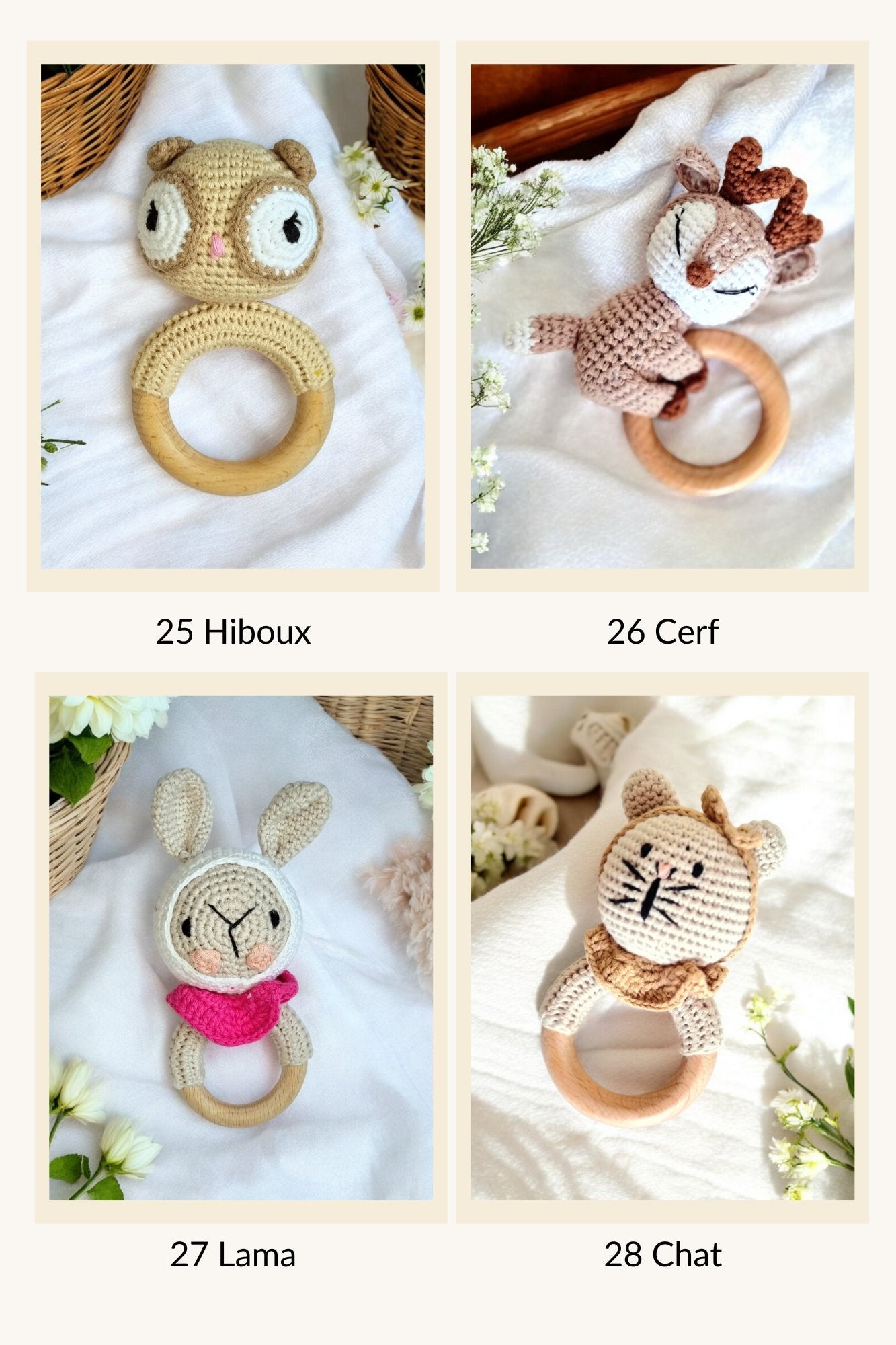 Cadeau de Naissance personnalisé - Jouets en Bois et Crochet - Biquette Biquette