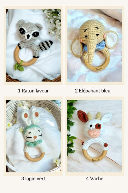 Cadeau de Naissance personnalisé - Jouets en Bois et Crochet - Biquette Biquette
