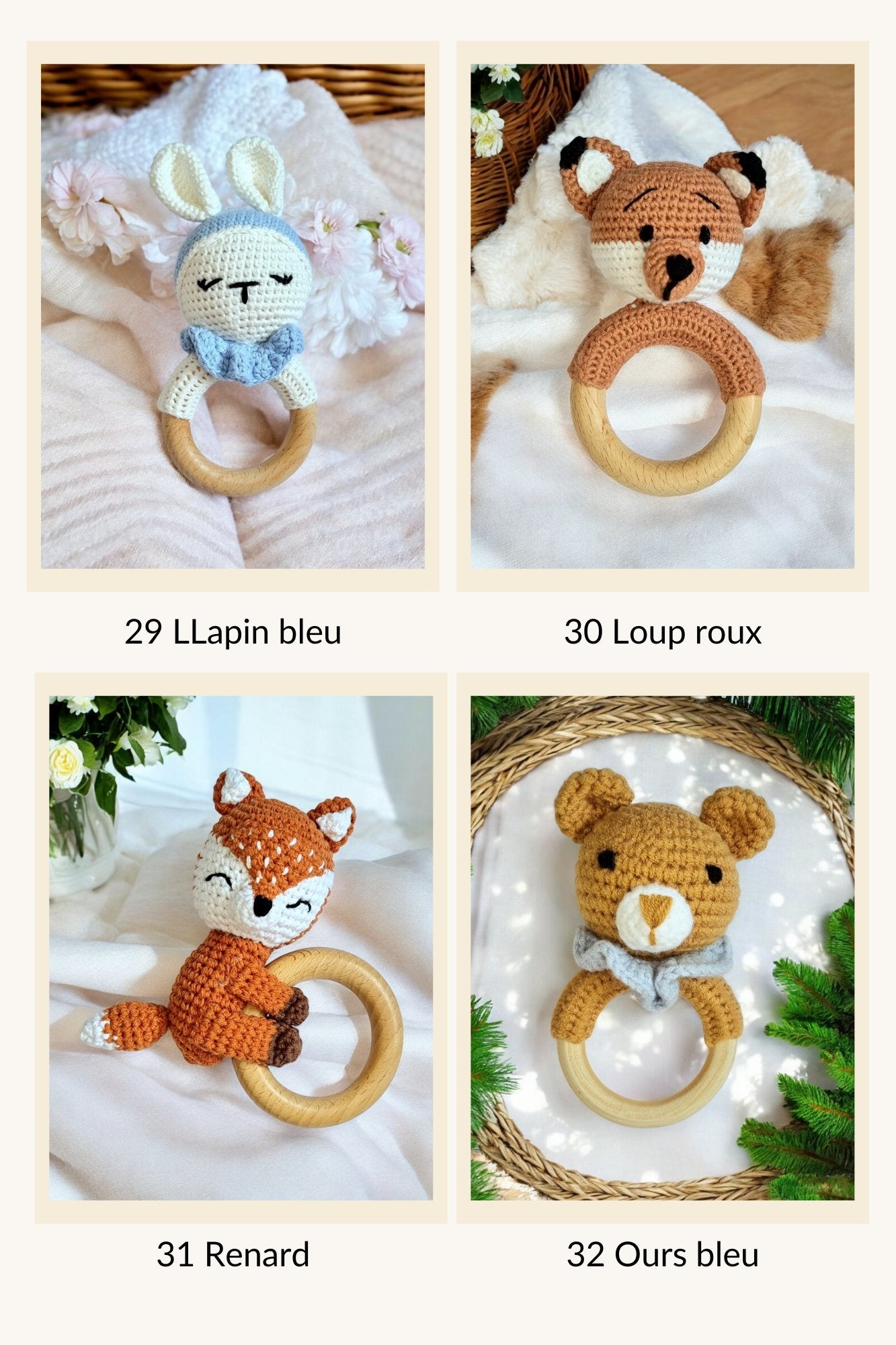 Cadeau de Naissance personnalisé - Jouets en Bois et Crochet - Biquette Biquette