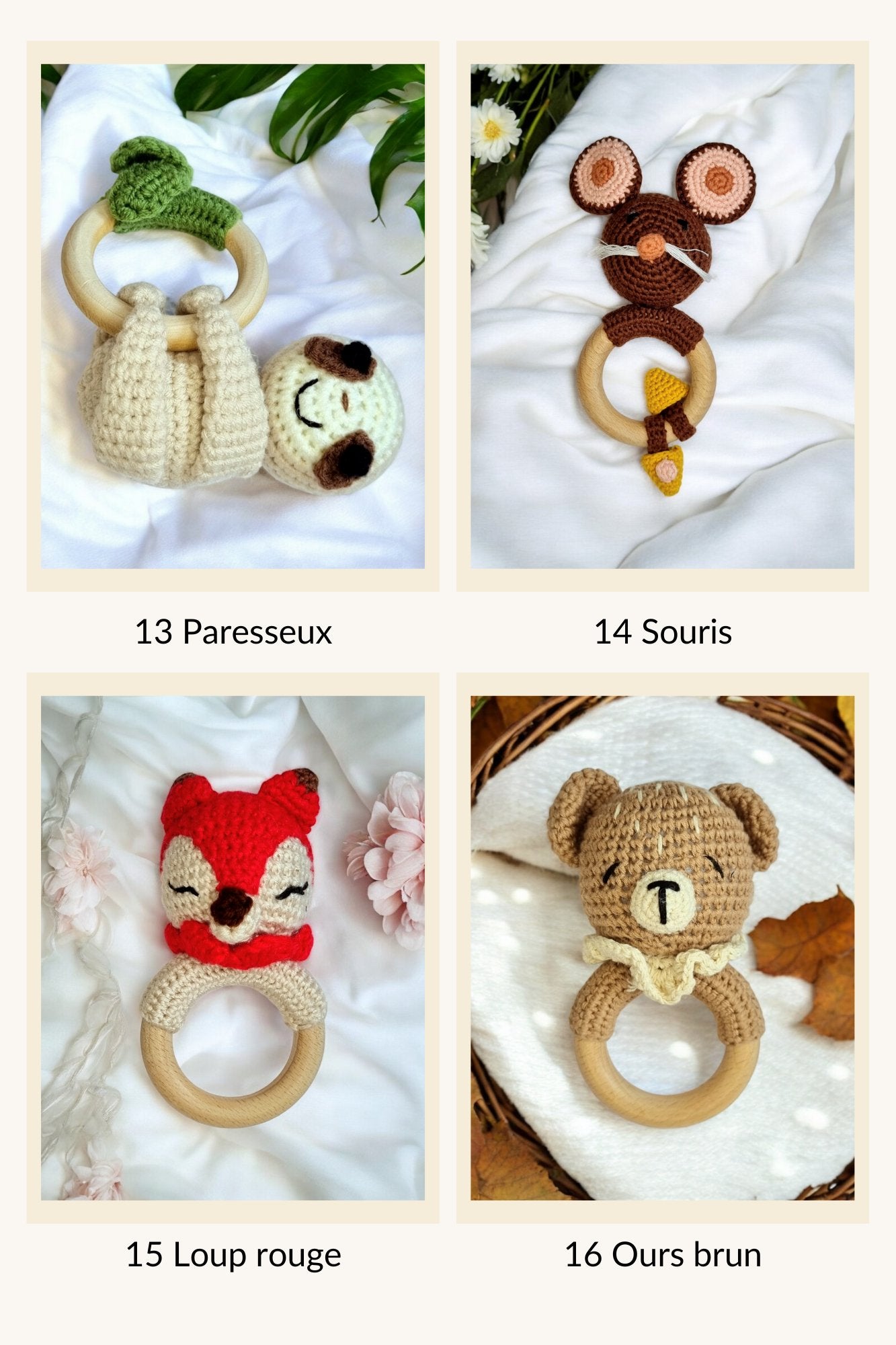 Cadeau de Naissance personnalisé - Jouets en Bois et Crochet - Biquette Biquette