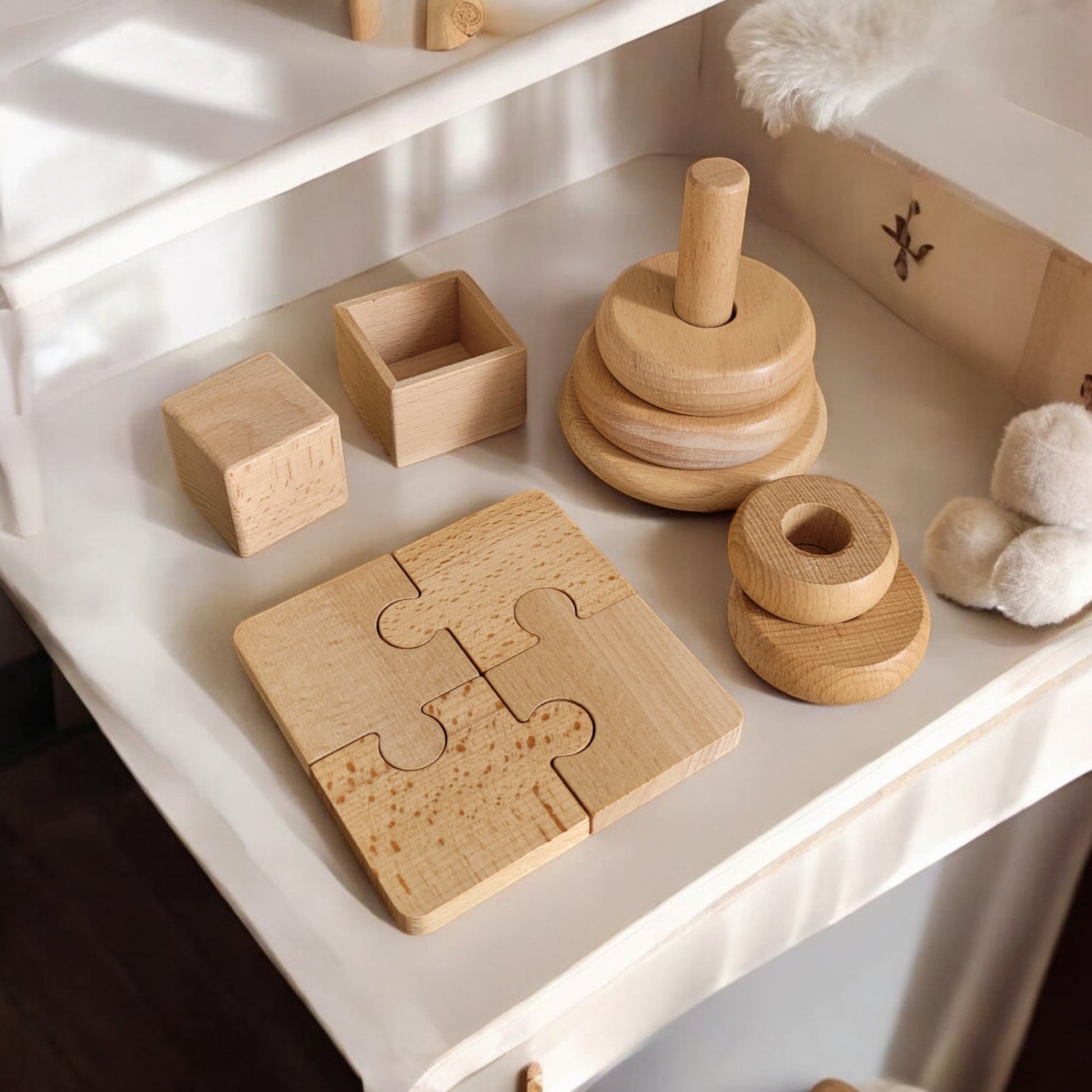 Coffret 9-12 mois une tour/une voiture/mini puzzle - Biquette Biquette