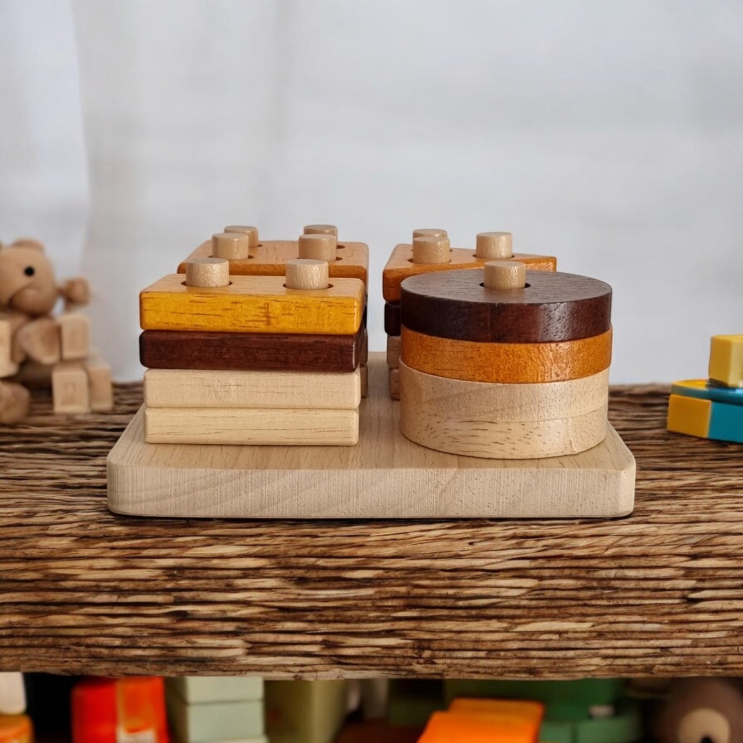 Jeu de formes à empiler - Puzzle à empiler en bois - Biquette Biquette