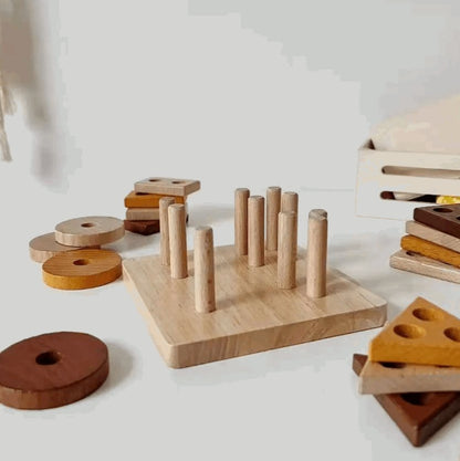 Jeu de formes à empiler - Puzzle à empiler en bois - Biquette Biquette