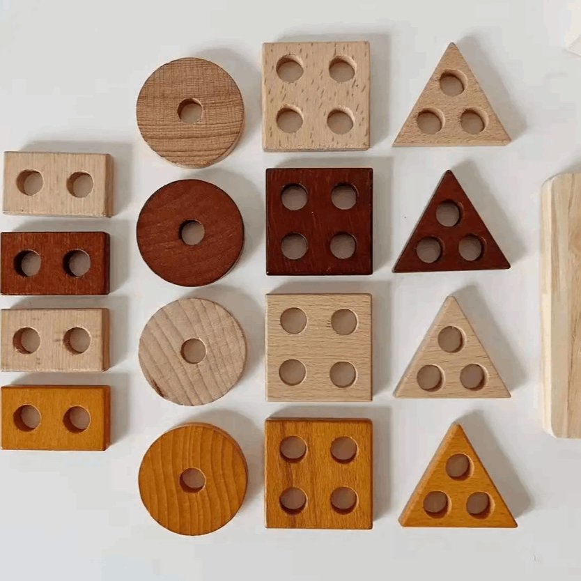 Jeu de formes à empiler - Puzzle à empiler en bois - Biquette Biquette