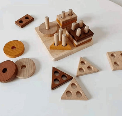 Jeu de formes à empiler - Puzzle à empiler en bois - Biquette Biquette