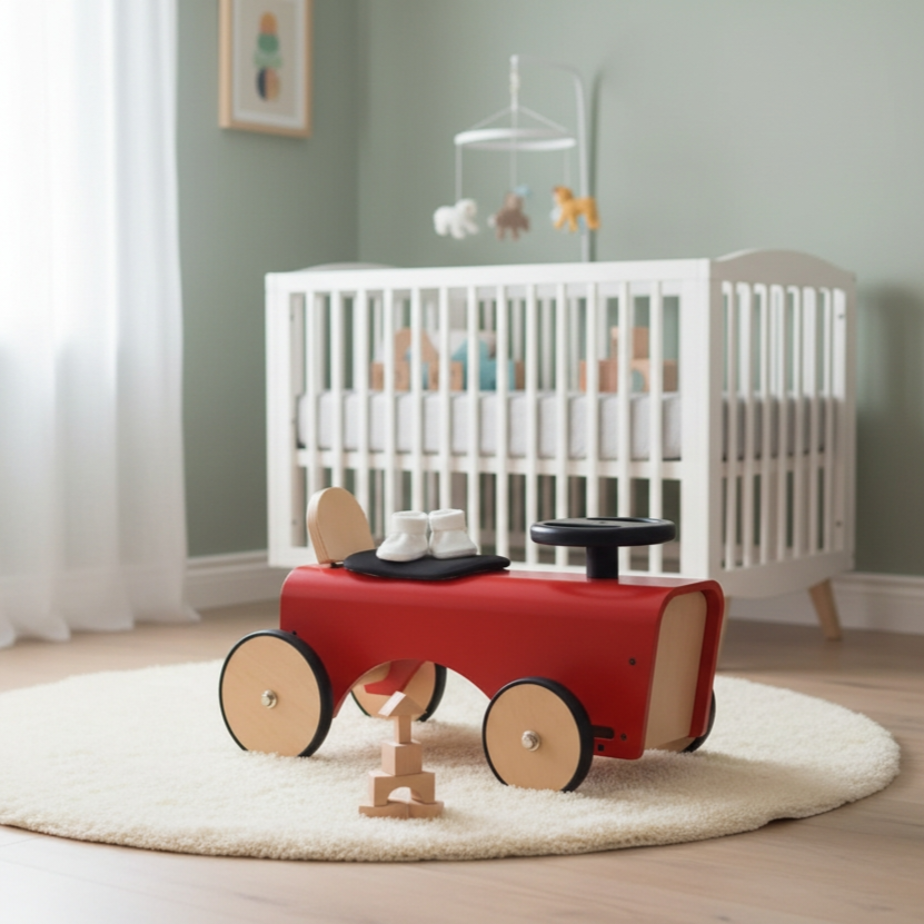 Draisienne évolutive bois - trotteur pousseur, chariot de marche bebe