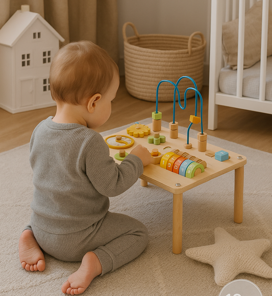 Table d'éveil en bois - station d'activités montessori