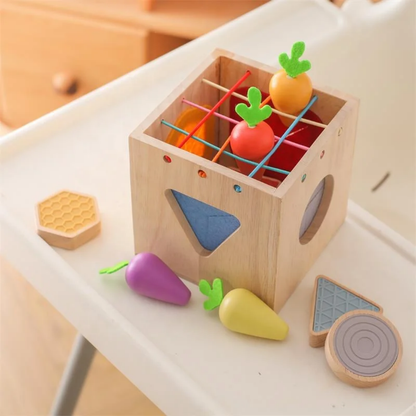 Cube d'activité en bois - Cube d’éveil en bois – Tri des formes
