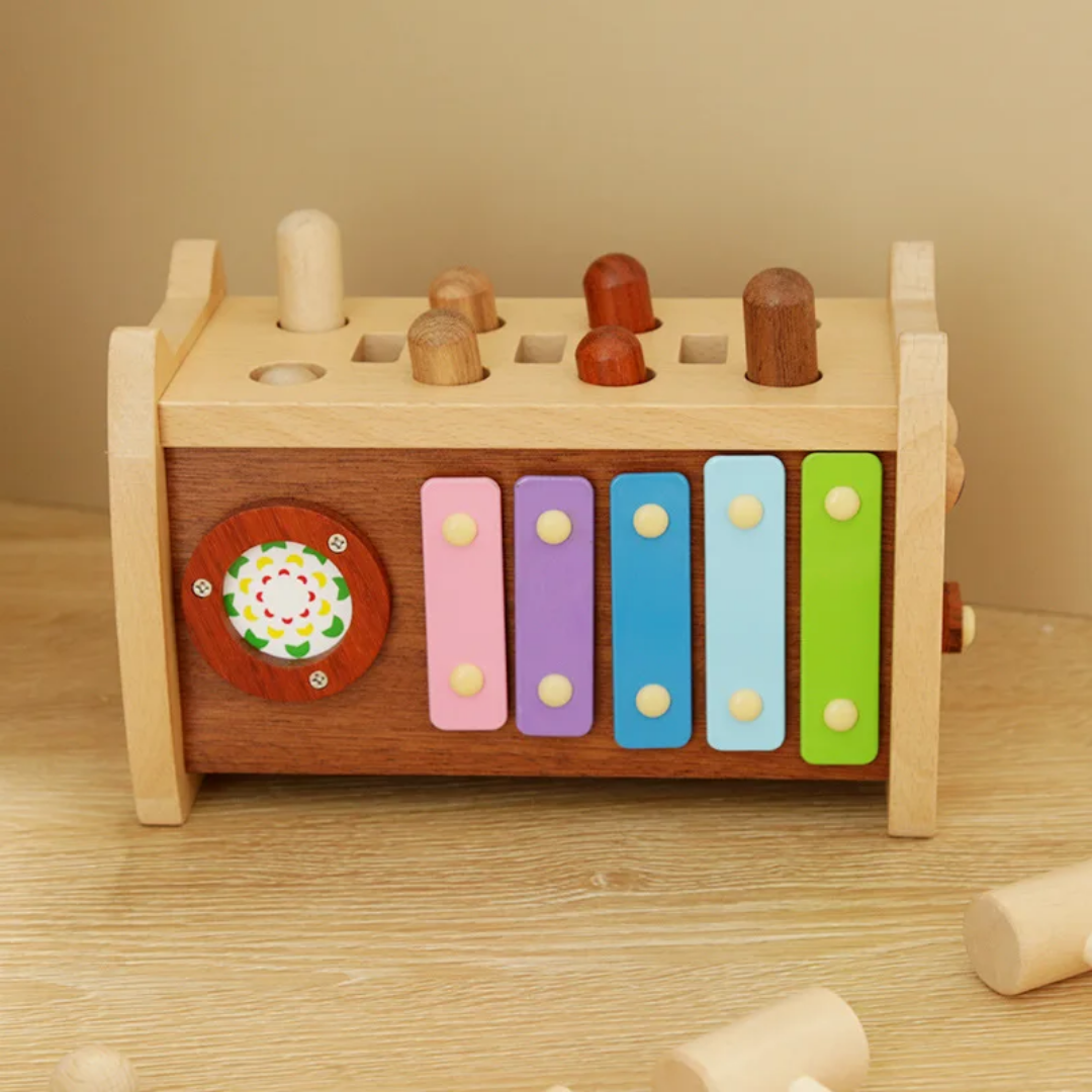 Jouet éducatif en bois multifonction – jeu avec un marteau