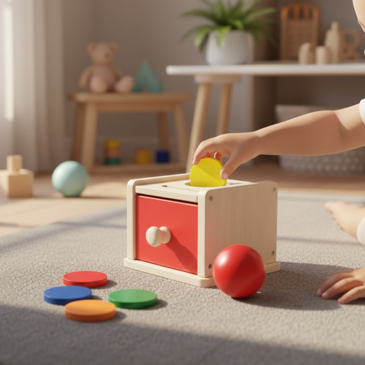 2-in-1 Aufbewahrungsbox aus Holz – Montessori-Box mit Schublade