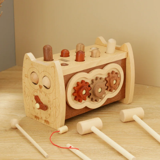 Jouet éducatif en bois multifonction – jeu avec un marteau