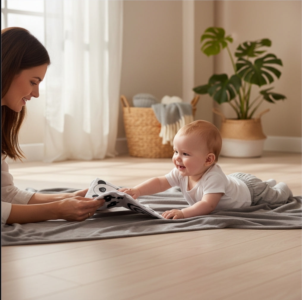 Schwarz-Weiß-Aktivitätsbuch „Kontrastierende Bilder“ – Fächerförmiges Aktivitätsbuch