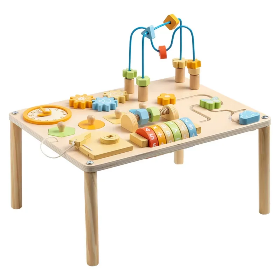 Table d'éveil en bois - station d'activités montessori