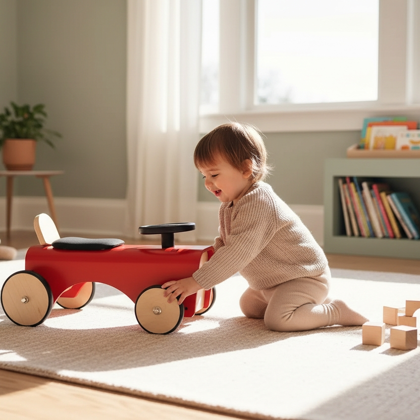 Draisienne évolutive bois - trotteur pousseur, chariot de marche bebe
