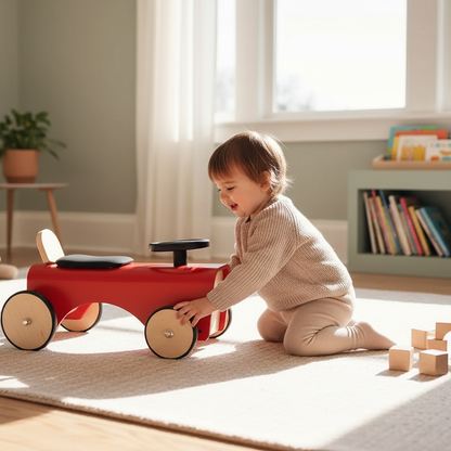 Draisienne évolutive bois - trotteur pousseur, chariot de marche bebe