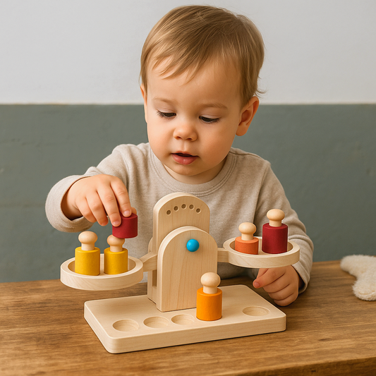 Balance poids en bois - jouet d'équilibre pour bébé - balance avec poids pour bébé
