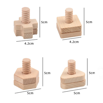 Ecrous et boulons à visser en bois - jeu d'assemblage