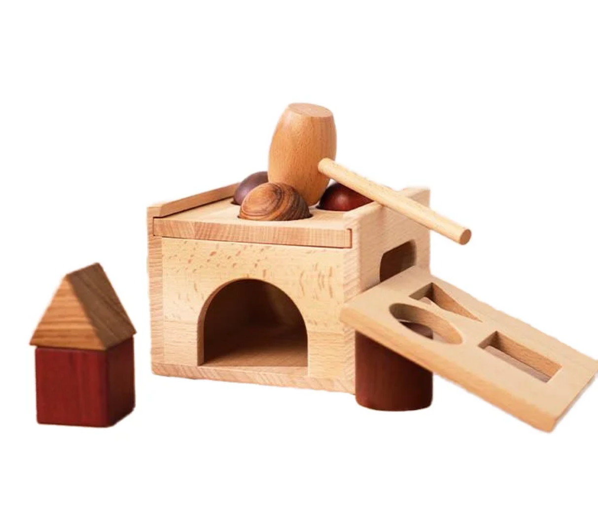 Boîte à formes en bois naturel – Jeu de marteau en bois