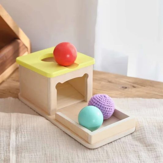 Montessori Permanence Box mit Tablett und Ball – Sinneserweckungsspiel ab 12 Monaten
