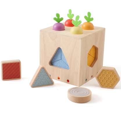 Cube d'activité en bois - Cube d’éveil en bois – Tri des formes