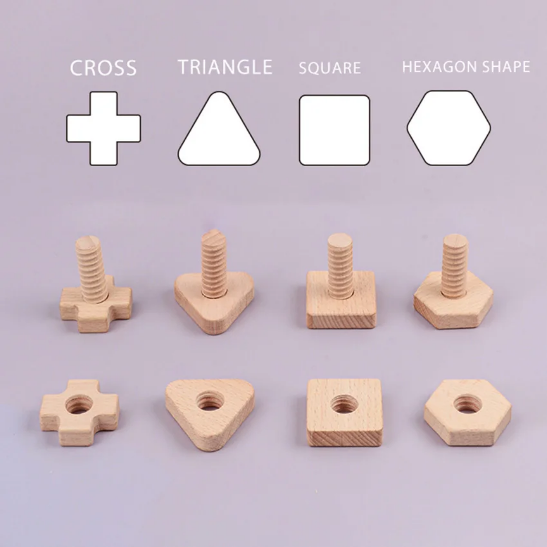 Ecrous et boulons à visser en bois - jeu d'assemblage