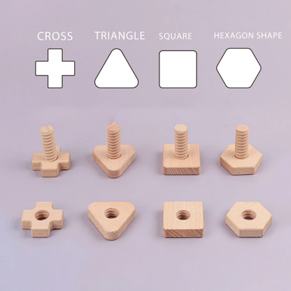 Ecrous et boulons à visser en bois - jeu d'assemblage