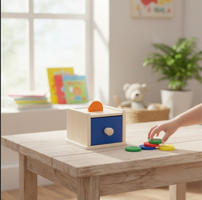 Objektpermanenzbox - Montessori-Formbox